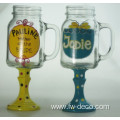 16oz shaped glass mason jar with lid straw